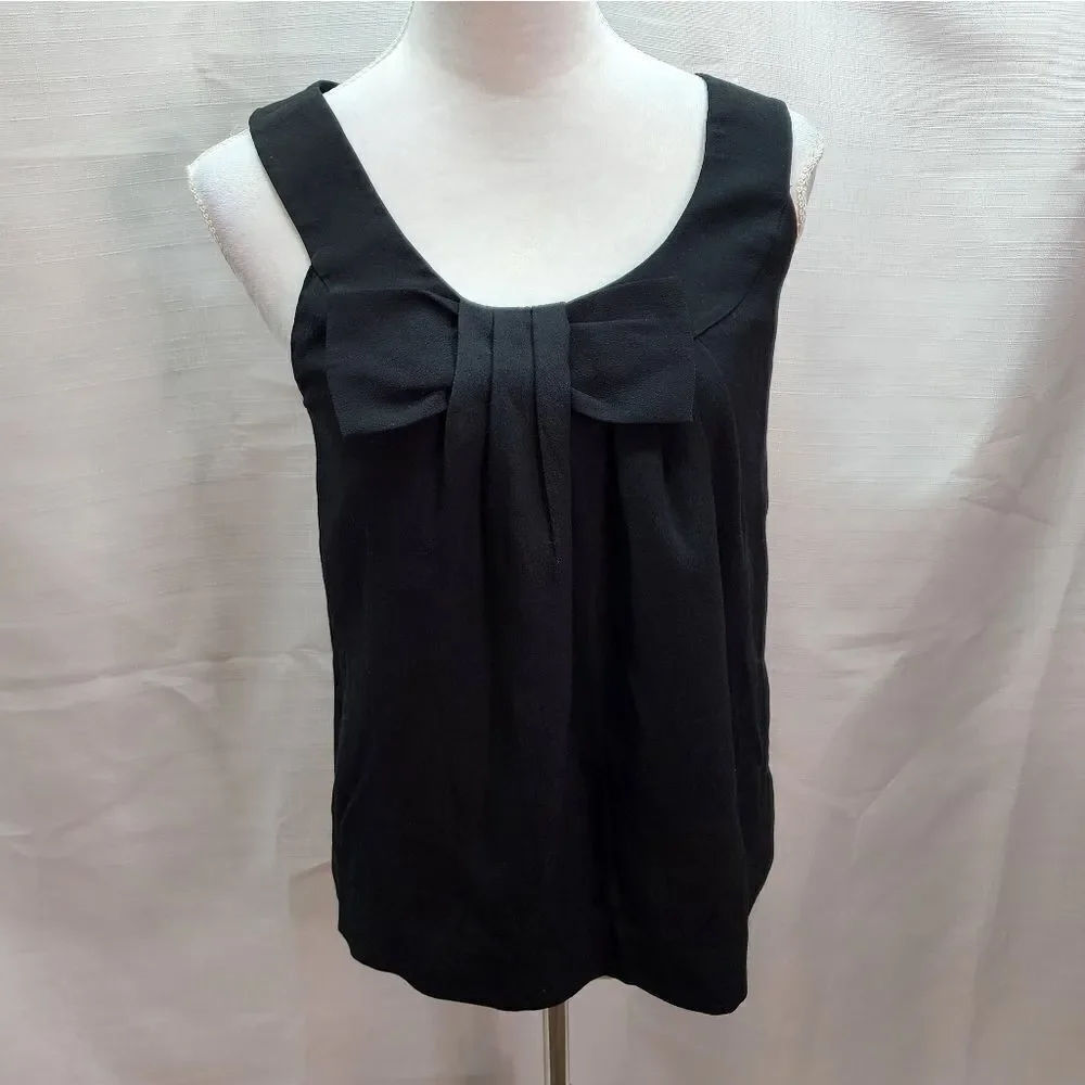 Kate Spade Live Colorfully Black Bow Sleeveless Top Size Small